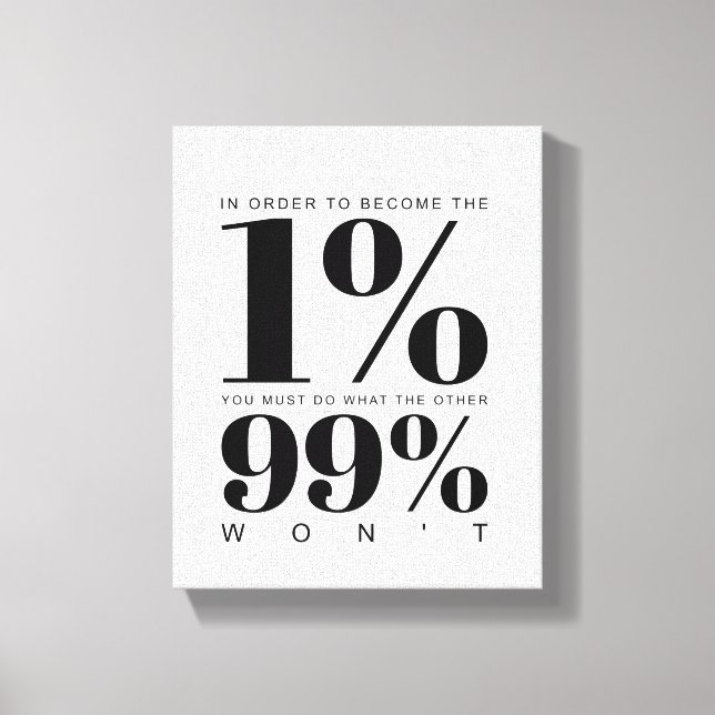 Toile Pour devenir le 1% | Devis motivationnel (Recto)