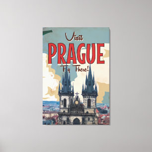 Toile Prague vintage, affiche de voyage de République