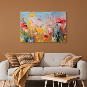 Toile Prairie d'été – Fleurs sauvages abstraites express