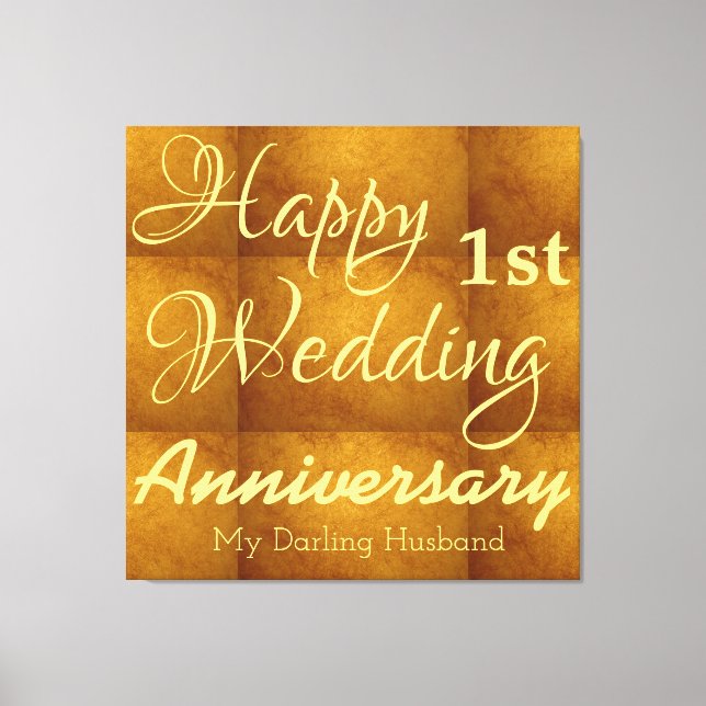 Toile Premier anniversaire de mariage personnalisé pour  (Recto)