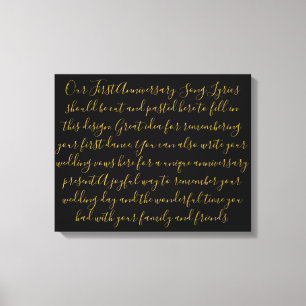 Toile Première Danse Chanson Lyrics Anniversaire Cadeau 