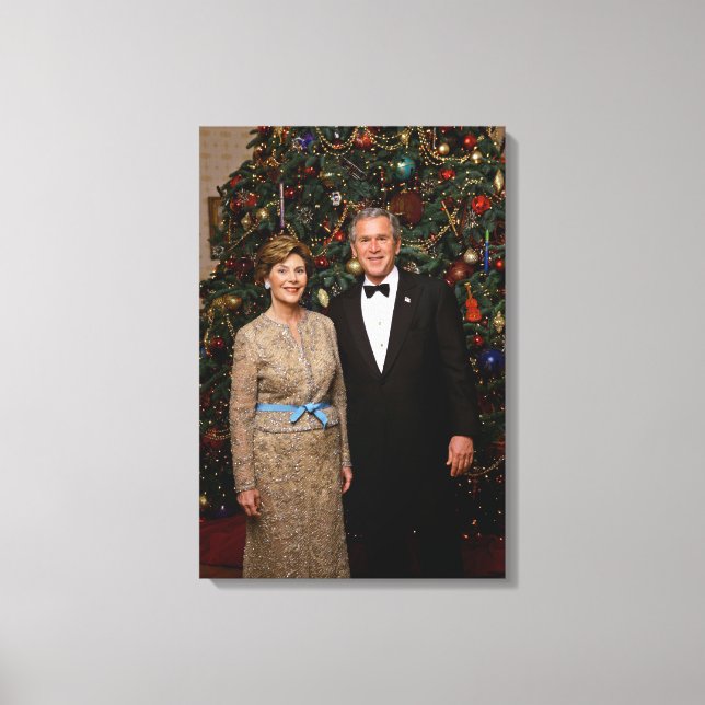 Toile Président George Bush, Laura Christmas Maison Blan (Recto)