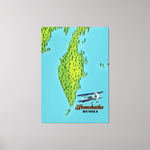 Toile Presqu'île de Kamtchatka Russie carte de voyage.