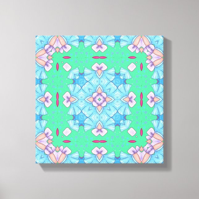 Toile Pretty Abstract Home Wall Art blue green and pink (Recto)