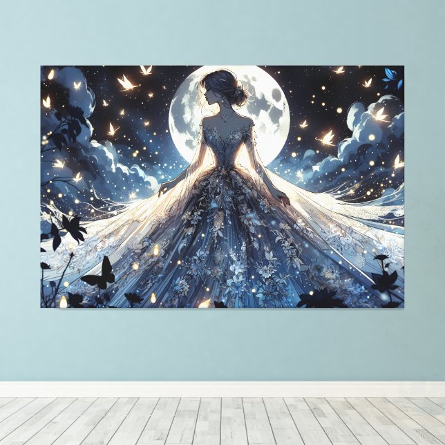 Toile Princesse fée au clair de lune, robe céleste (Insitu (Plancher de Bois))