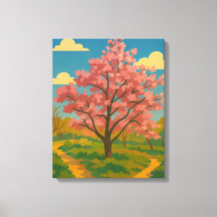 Toile Printemps Éveil - Paysage de l'arbre florissant