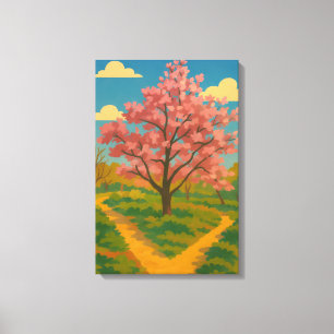 Toile Printemps Éveil - Paysage de l'arbre florissant