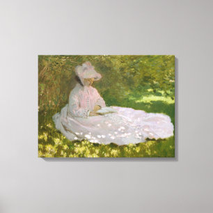 Toile Printemps Monet de lecture de femme