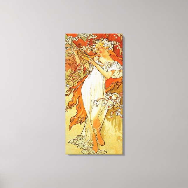 Toile Printemps vintage par Alphonse Mucha (Recto)