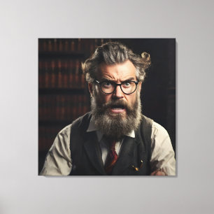 Toile Professeur fou fou avec barbe