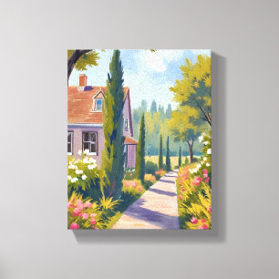 Toile Promenade dans le jardin   Peinture à l'huile traj