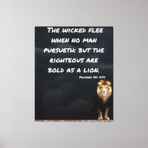 Toile Proverbes 28:1 Bible Verse Lion Canvas Mur Art