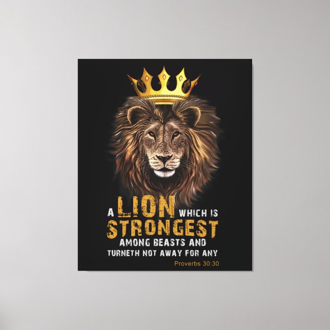 Toile Proverbes 30:30 Bible Verse Lion Canvas Art (Recto)