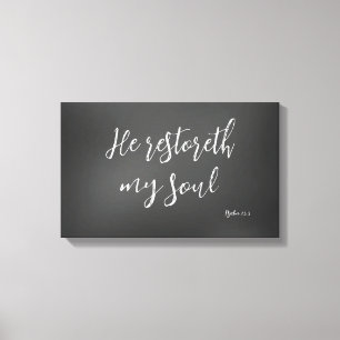 Toile Psaume 23 Il rétablit mon âme Bible Verse