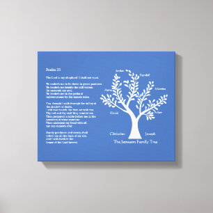 Toile Psaume 23 KJV avec l'arbre généalogique,