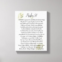 Toile Psaume 91 Écriture Bible Art Aquarelle Feuilles