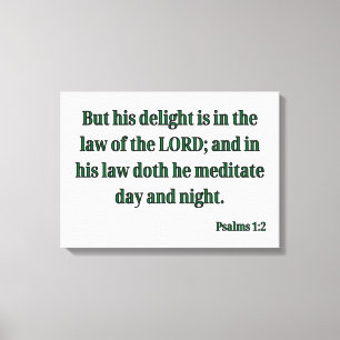 Toile Psaumes 1:2 Bible Verse KJV Wall Art
