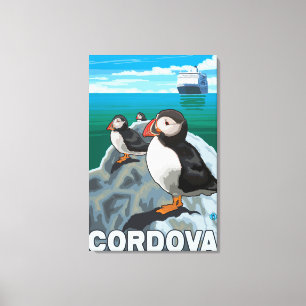 Toile Puffins & Cruise Ship - Cordova, Alaska