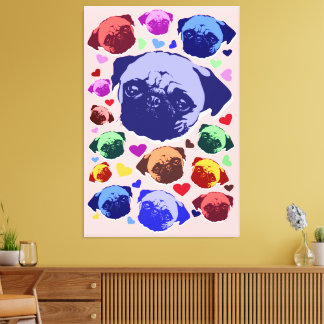 Toile Pug Puppy Dog PopArt Retro Style