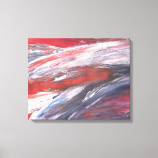 Toile Puissante peinture rouge, blanche et bleue