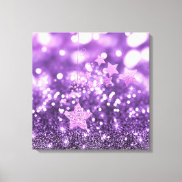 Toile Purple Bokeh Faux Parties scintillant et étoiles