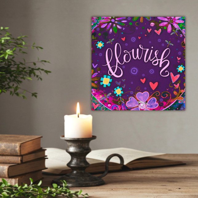 Toile Purple Flourissant Inspirationnel Coeur Floral Plu (Créateur téléchargé)