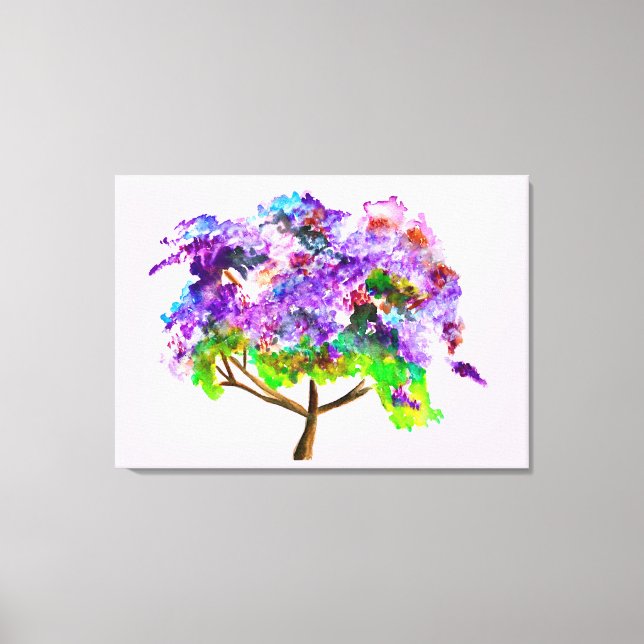 Toile Purple Jacaranda tree watercolor fine art (Recto)