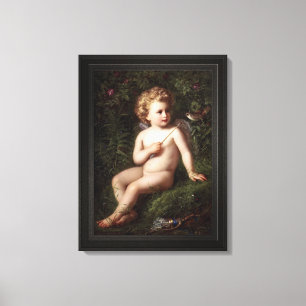Toile Putto Alimenter Une Fraise À Un Oiseau