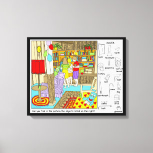 Toile Puzzle d'objets cachés amis