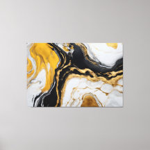 Quadro Abstrato amarelo, cinza e preto em Canvas