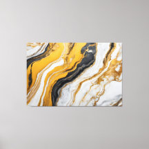 Quadro Abstrato amarelo, preto, branco em Canvas