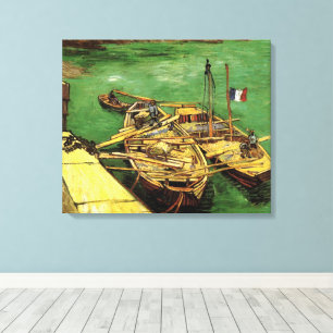 Toile Quai de Van Gogh avec des hommes déchargeant des p