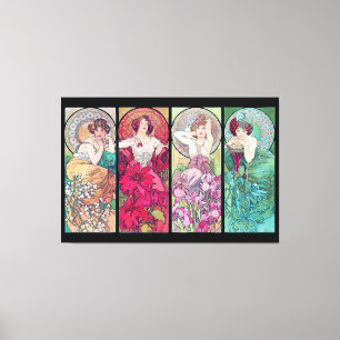Toile Quatre Bijoux, Alphonse Mucha