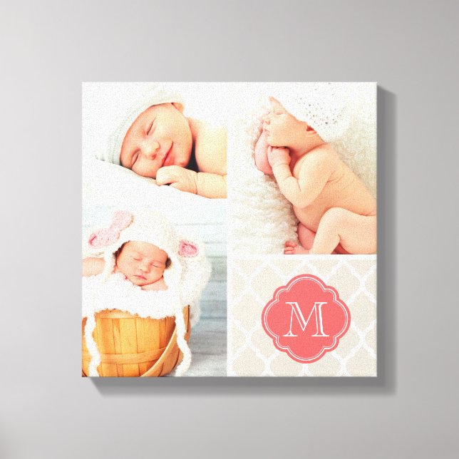 Toile Quatrefoil Monogramme photo de bébé Collage Nurser (Recto)