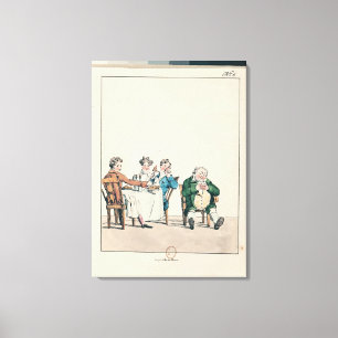 Toile Qui dort dine', caricature d'un homme qui dort