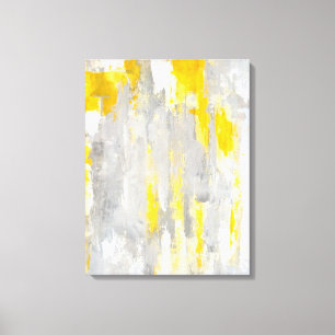 Toile "Qui est" art abstrait gris et jaune aléatoire