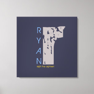 Toile R Monogramme Premier Bat mitzvah de barre Carte d'