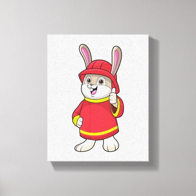 Toile Rabbit comme pompier avec casque (Recto)