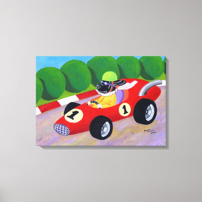 Toile Racing Black Labrador Artwork (Recto)