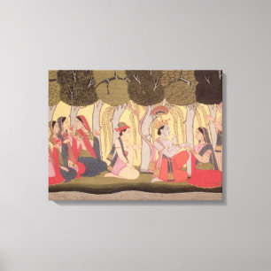 Toile Radha et Krishna posés dans un verger, Kulu