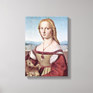 Toile Raffael - portrait de jeune femme avec la licorne