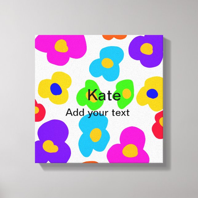 Toile Rainbow flower pride amour ajouter nom texte lqbtq (Recto)