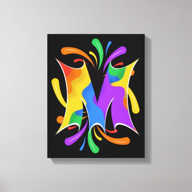 Toile Rainbow Letter M Monogram Abstract (Recto)