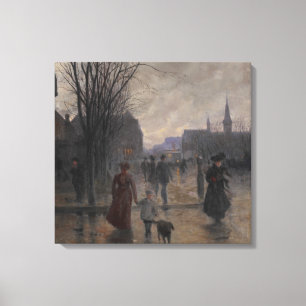 Toile Rainy Evening on Hennepin Avenue, c.1902
