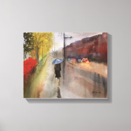 TOILE RAINY PARIS WATERCOLOR CANVAS IMPRIMER