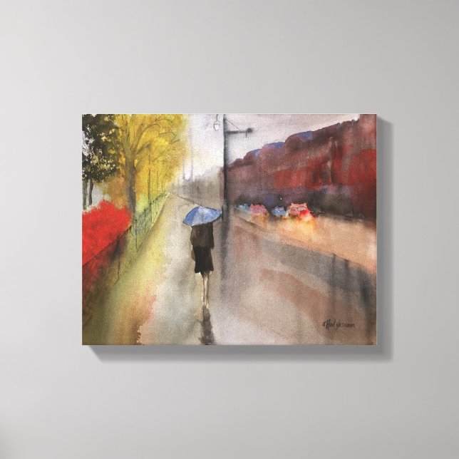 TOILE RAINY PARIS WATERCOLOR CANVAS IMPRIMER (Recto)