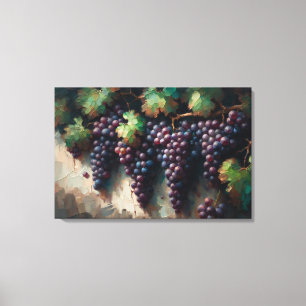 Toile Raisins violets sur la peinture à l'huile de vigne