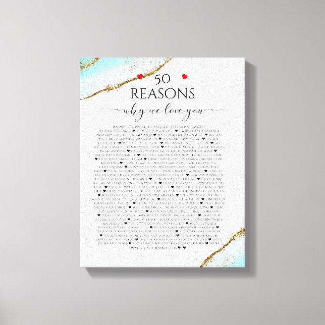 Toile raisons que nous vous aimons, 50 raisons, 60e anni (Recto)