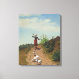 Toile Ramener le troupeau d'oies (par Paul Peel)