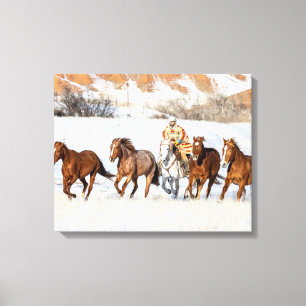 Toile Ranch de chevaux Hideout, wrangler et chevaux